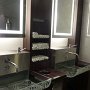 public bathroom sinks and linen hand towels